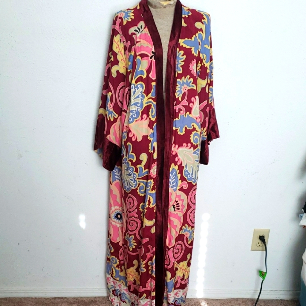 MISS JUNE PARIS Colorful Floral PRINT Kimono Robe OS